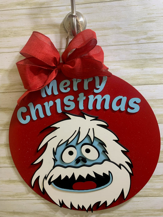 Abominable Merry Christmas Wood Round